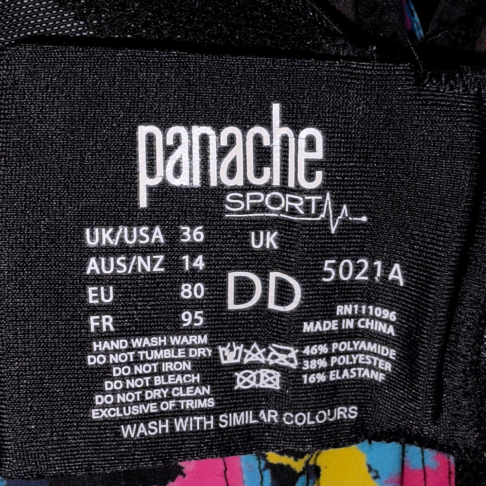 Panache Women's ELECTRIC PRINT Full-Busted Underwire Sports Bra 36DD Multicolor - Picture 11 of 11